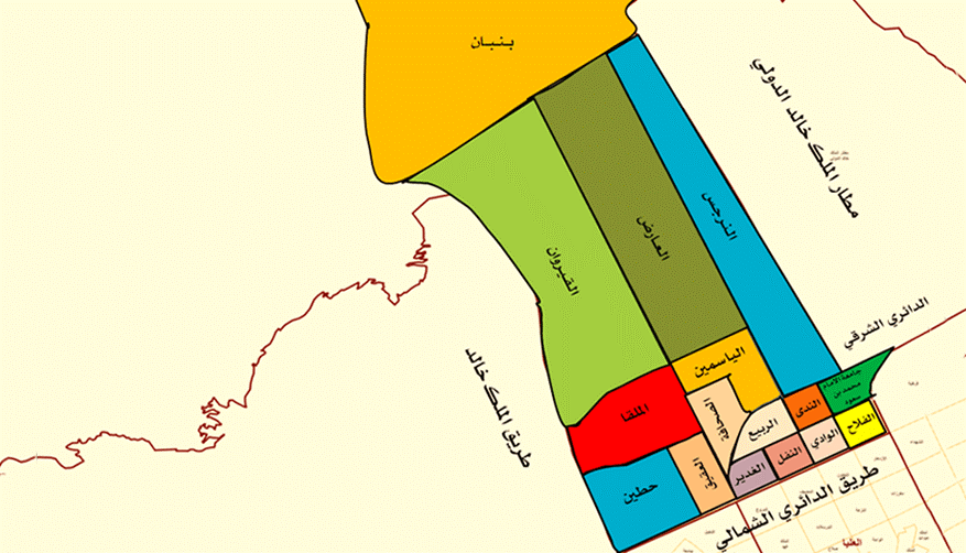 خريطة احياء شرق الرياض