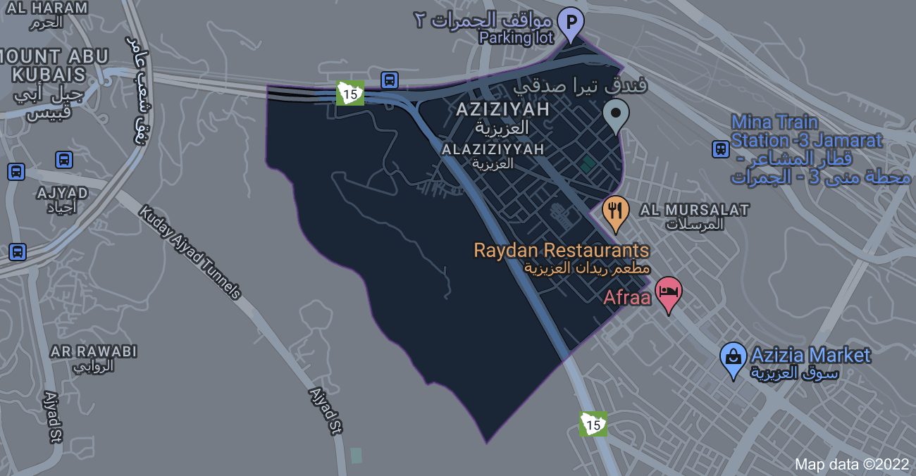 خريطة حي العزيزية مكة